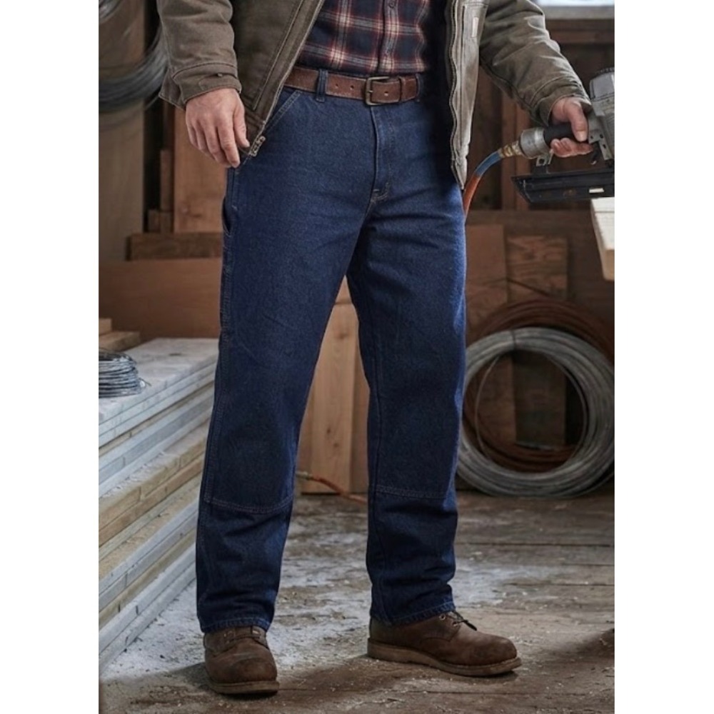 Wrangler Fleece Lined Carpenter Jeans Mens 42x30‎ Blue Denim Utility Pants